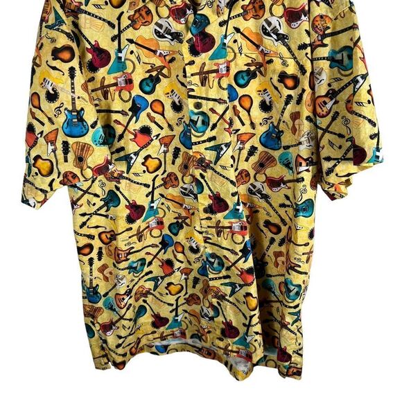 High Seas Trading Co Guitar Print Button Down Shirt - Picture 4 of 8
